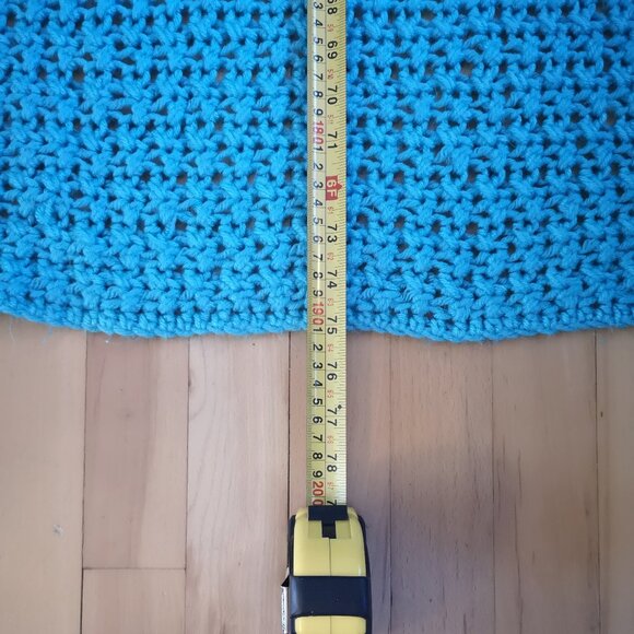 Handmade Crochet 43"x 75" Dark Green Olive Teal Blue & Teal Green Afghan / Throw - Picture 3 of 4